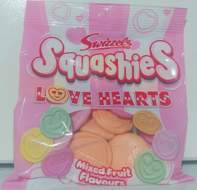 Squqshies Love Hearts Mixed Fruit Flavours front packaging