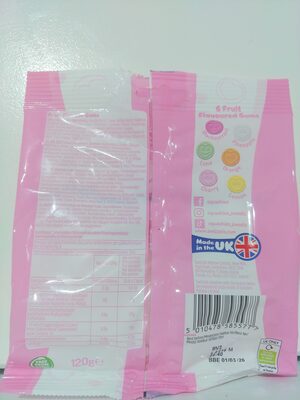 Squqshies Love Hearts Mixed Fruit Flavours nutrition facts table