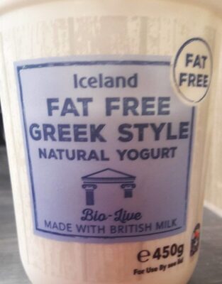 Fat free Greek style natural yogurt