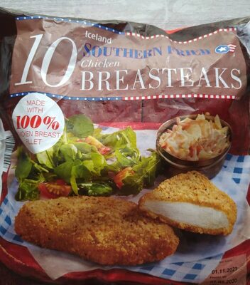 Iceland southern fried chicken breadsteaks front packaging