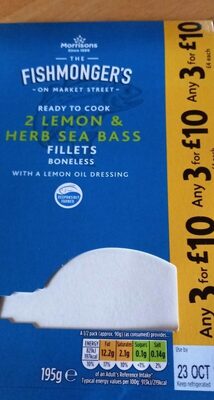 Lemon and Herd Sea Bass x 2 front packaging
