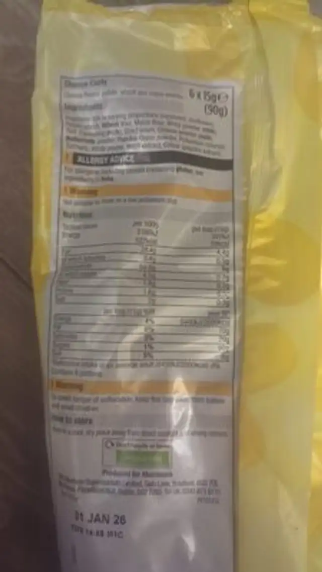 Morrisons eese turts 6 BAGS 6x15g (90g) No artific ingredients label