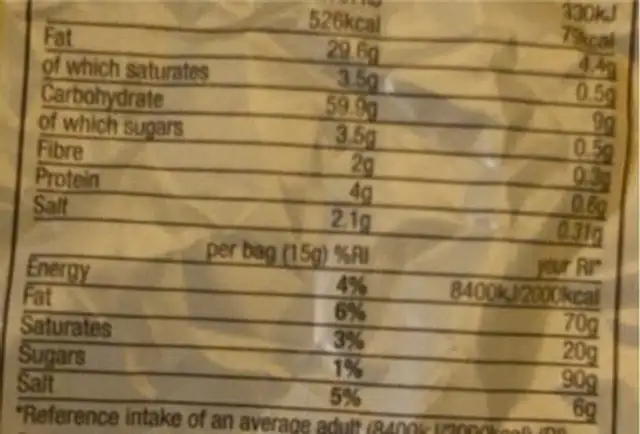 Morrisons eese turts 6 BAGS 6x15g (90g) No artific nutrition facts table