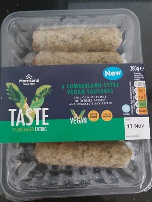 Cumberland-Style Vegan Sausages front packaging