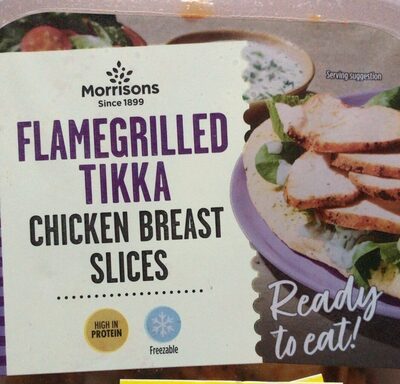 Flamegrilled tikka chicken breast slices front packaging