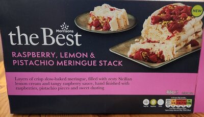 Raspberry, Lemon & Pistachio Meringue Stack