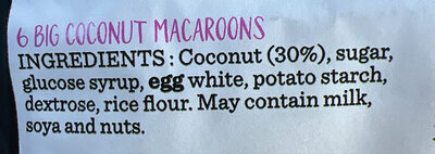 Crimbles Coconut Macarons IMP ingredients label