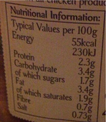 Roast Chicken & Hearty Country Vegetable Soup nutrition facts table