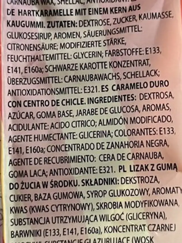 Monster wunderball Fruit ingredients label