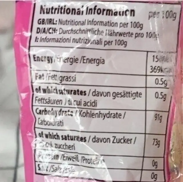 Monster wunderball Fruit nutrition facts table