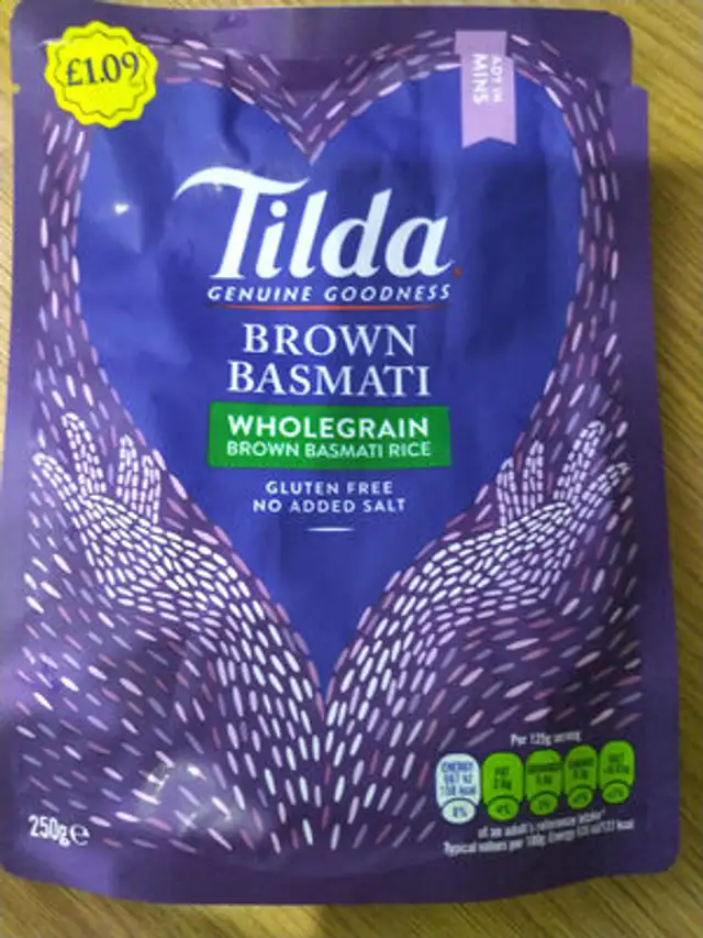 Brown Basmati Wholegrain Rice front packaging