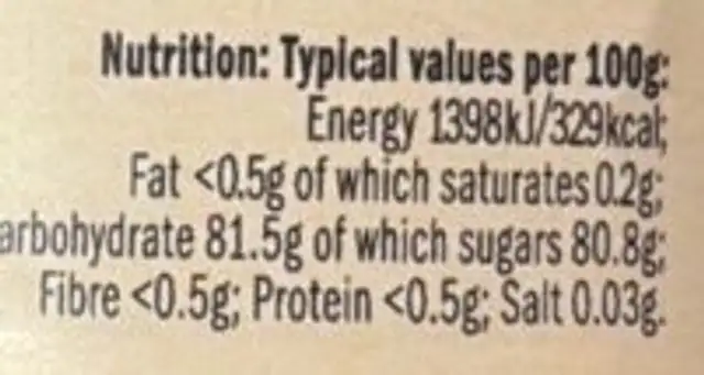 41650 07:58 BEES AND PEPERS Est. 1938 Rowse Runny nutrition facts table