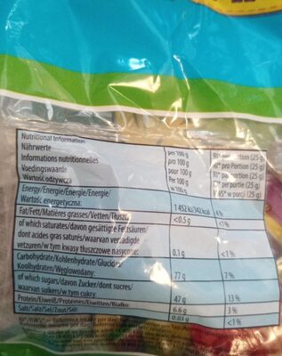 Easter Hunt nutrition facts table