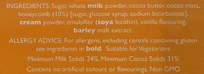 Honeycomb ingredients label