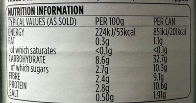 Jackfruit Three Bean & Chipotle Chilli nutrition facts table