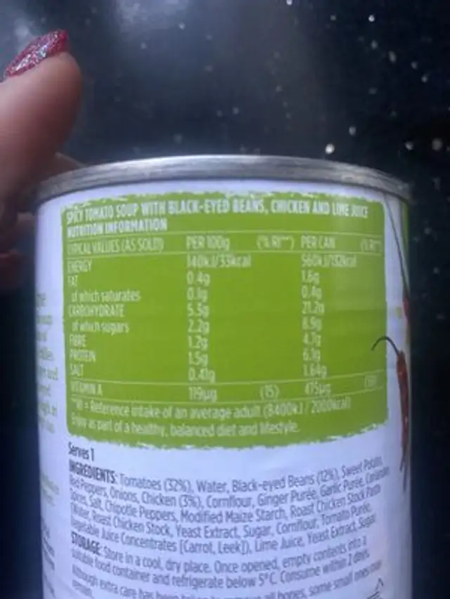 Super Good Mecican Chicken And Lime nutrition facts table