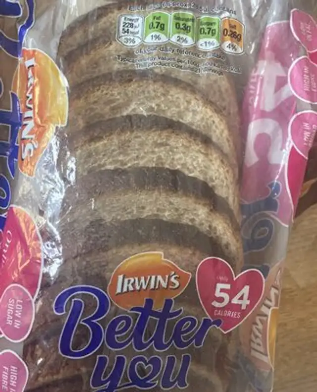 Irwin’s Better You nutrition facts table