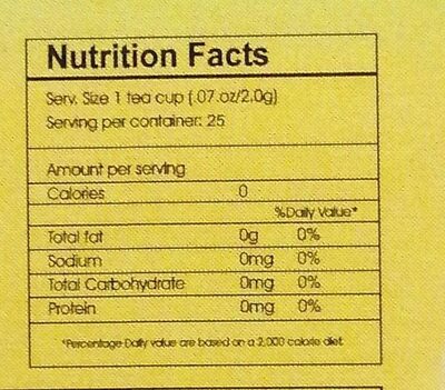 Camomille infusion nutrition facts table