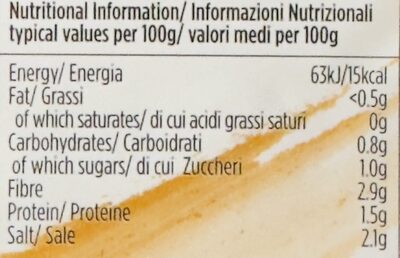 Korean Kimchi nutrition facts table