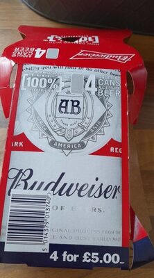Budweiser 4 pack can of beer front packaging