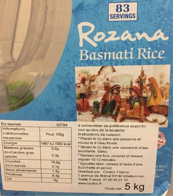 Riz Basmati front packaging