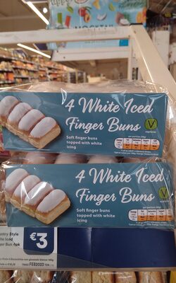 4 white iced finger buns