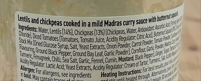 Lentille au curry ingredients label