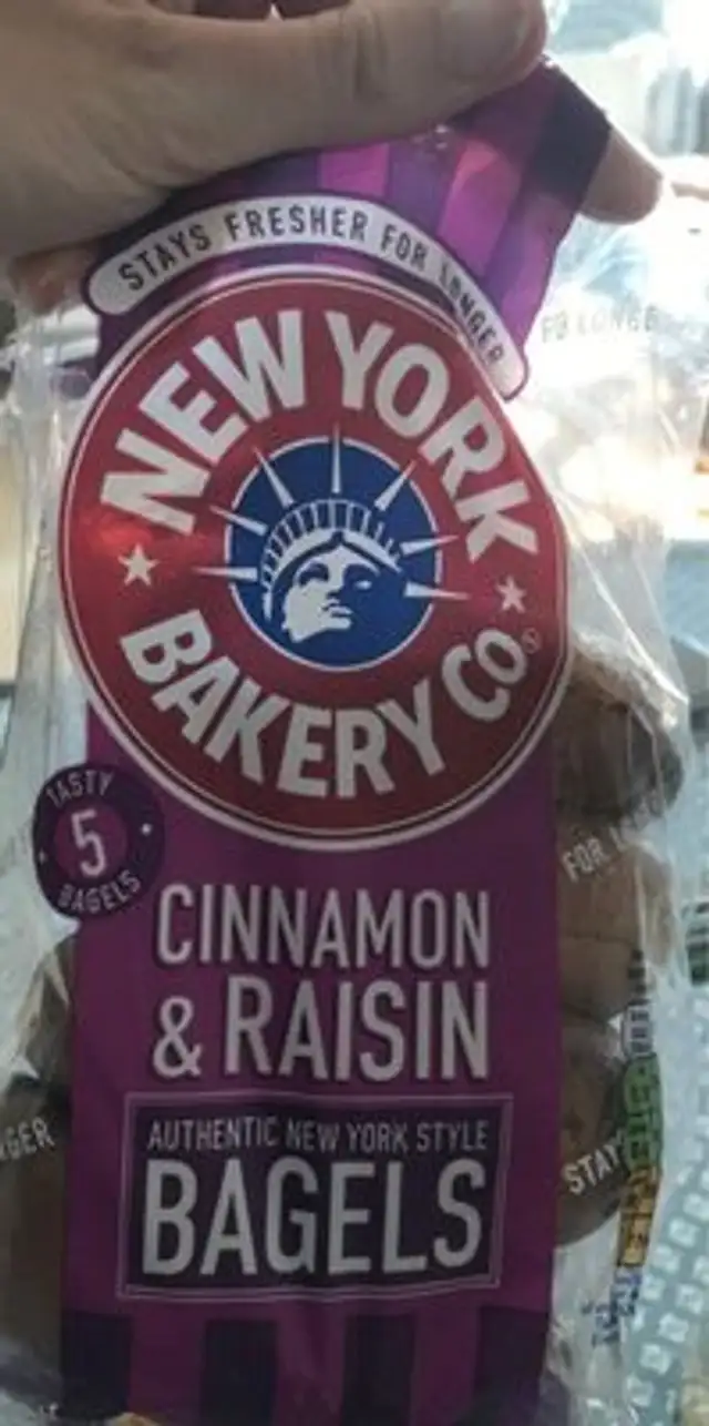 Cinnamon & raisin bagels front packaging