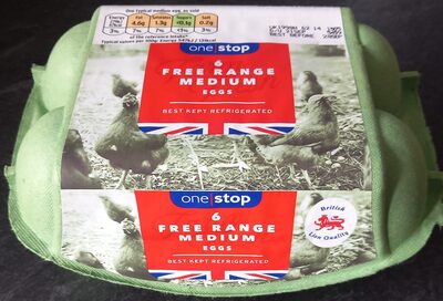 6 free range medium eggs