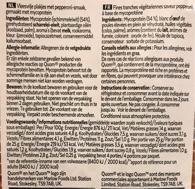 Vegetarian Pepperoni nutrition facts table