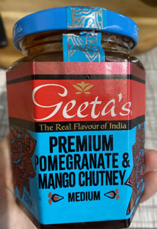 Pomegranate & Mango chutney ingredients label