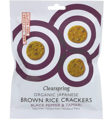 Organic Japanese Brown Rice Crackers, Black Pepper & Tamari