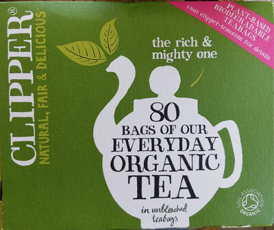 80 unbleached bags of organic everyday tea