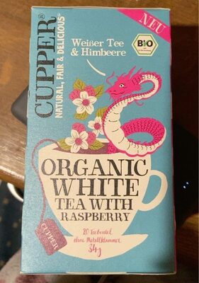 Organic white tea with raspberry front packaging