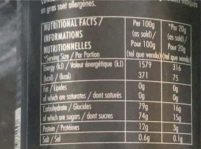 Coconut chai tea mix nutrition facts table