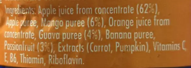 Gold Machine Super Smoothie ingredients label