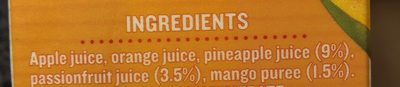 Tropical Fruit Juice ingredients label