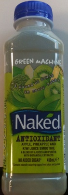 Green machine antioxidant apple, pineapple and kiwi juice smoothie