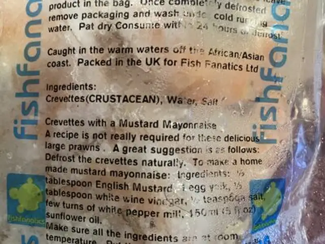 Crevettes ingredients label