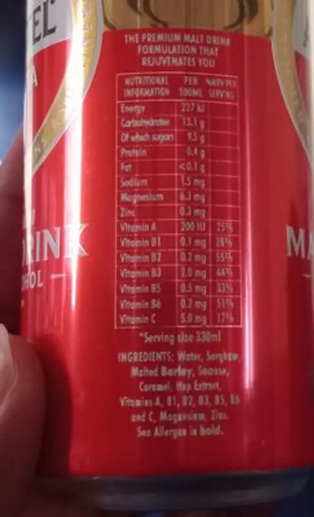 amstel malta ingredients label