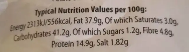 Spicy thick sev nutrition facts table