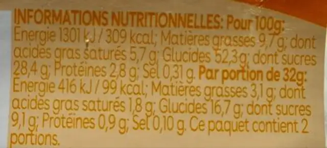 Mochi Cheesecake Mangue nutrition facts table