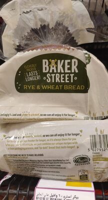 Baker St Sliced Rye & Wheat Bread front packaging