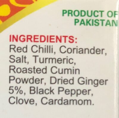 Chicken ginger ingredients label