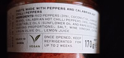 Vegan Nduja Paste ingredients label