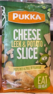Cheese leek and potato slice front packaging
