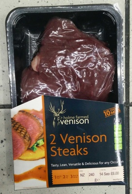 2 Venison Steaks front packaging
