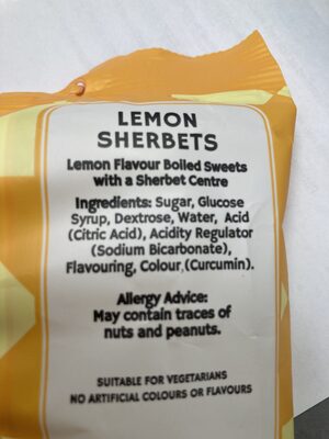 Lemon sherbets ingredients label