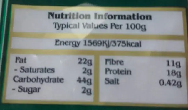 Cumin powder nutrition facts table