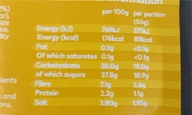 yo! honey soy and miso nutrition facts table
